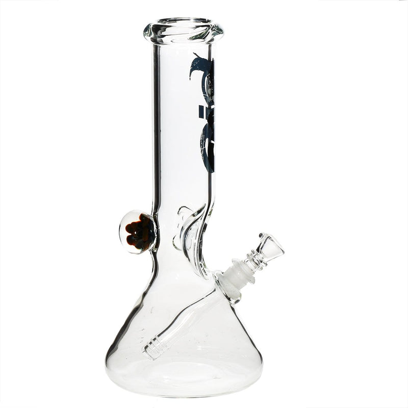 Bio Glass Glass Bong 12" BIO Marble Beaker Water Pipe - Clear With Black Logo