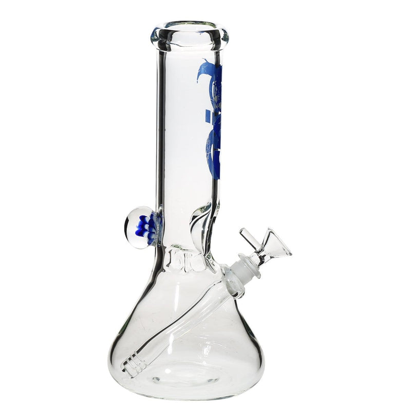 Bio Glass Glass Bong 12" BIO Marble Beaker Water Pipe - Clear With Blue Logo