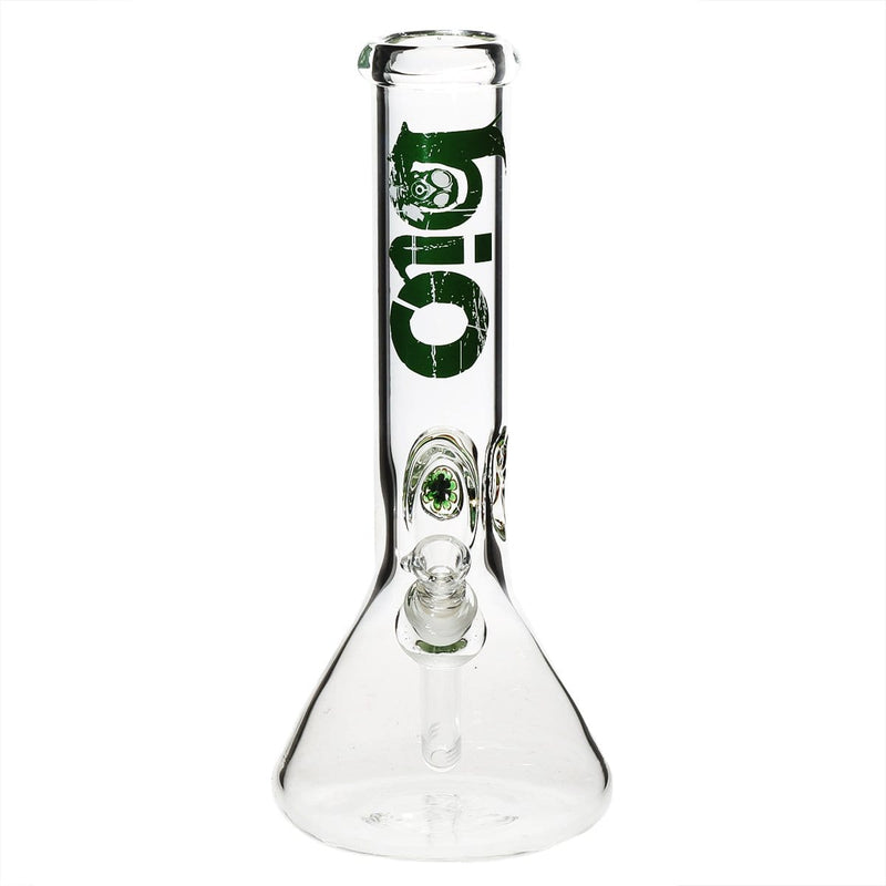 Bio Glass Glass Bong 12" BIO Marble Beaker Water Pipe - Clear With Green Logo