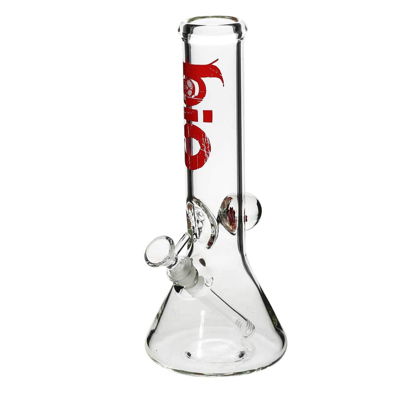 Bio Glass Glass Bong 12" BIO Marble Beaker Water Pipe - Clear With Red Logo