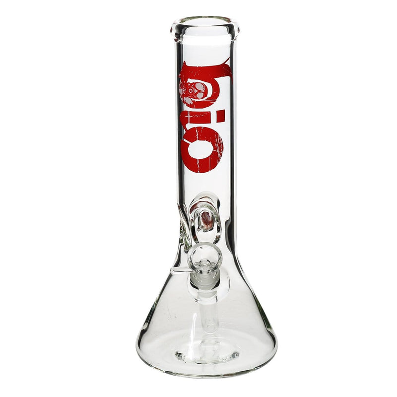 Bio Glass Glass Bong 12" BIO Marble Beaker Water Pipe - Clear With Red Logo