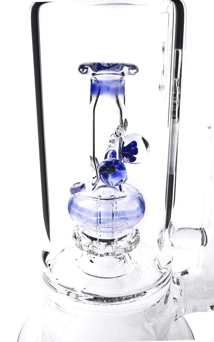 Bio Glass Glass Bong Waterpipe BIO Stemless Straight 65mm w/ Waterpipe Showerhead Perc - 19mm female - Blue