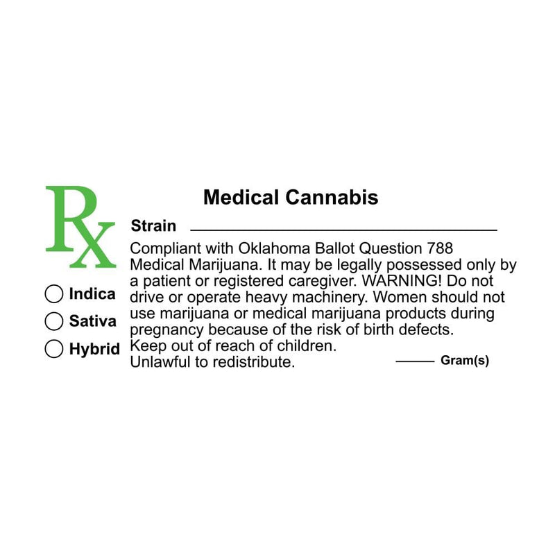 Biohazard Inc Compliance Labels Oklahoma Medical Cannabis Labels - 1,000 Count