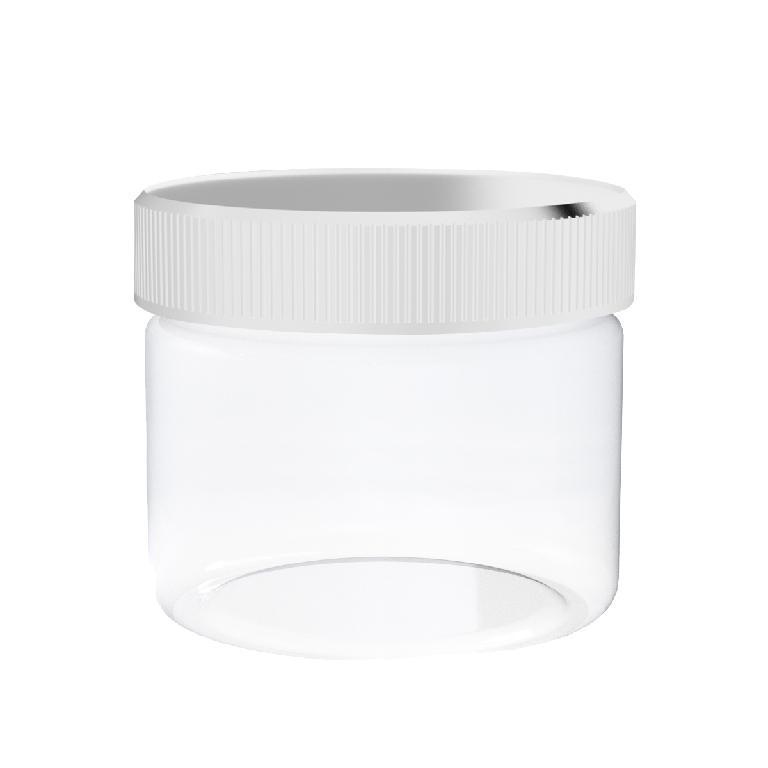 Biohazard Inc Glass Jar 3oz Glass Jar Clear 53mm White Cap -150 Count