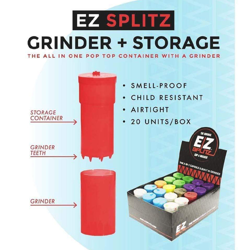 Biohazard Inc Grinder EZ Splitz Cap & Crusher- Grinder & Pop Top - 20 Count
