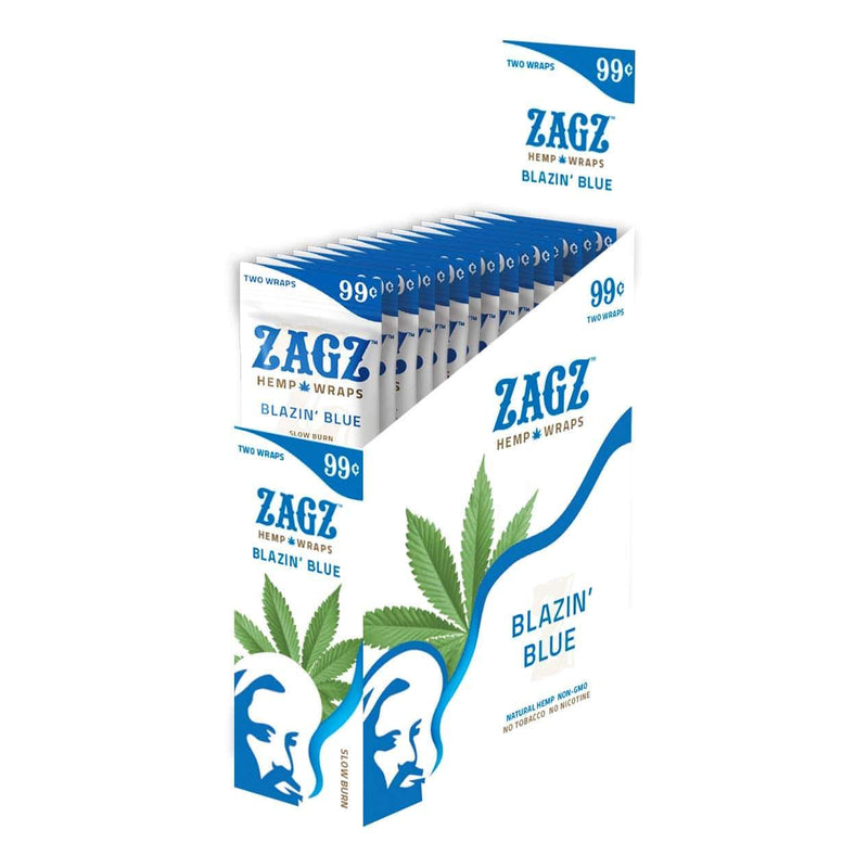 Biohazard Inc Rolling Papers Zig Zagz Hemp Wraps Blazin Blue - 25 Count