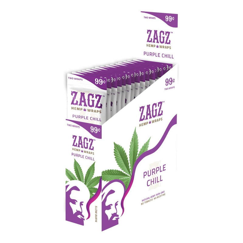 Biohazard Inc Rolling Papers Zig Zagz Hemp Wraps Purple Chill - 25 Count