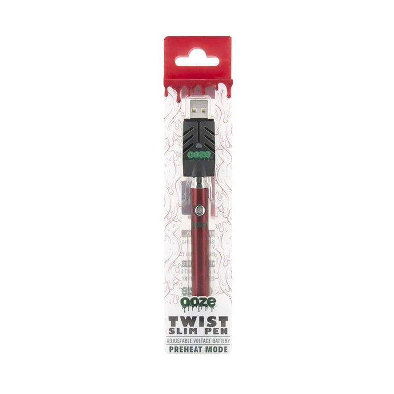 Biohazard Inc Vape Battery OOZE Slim Pen TWIST Battery w/ USB Smart Charger - RED
