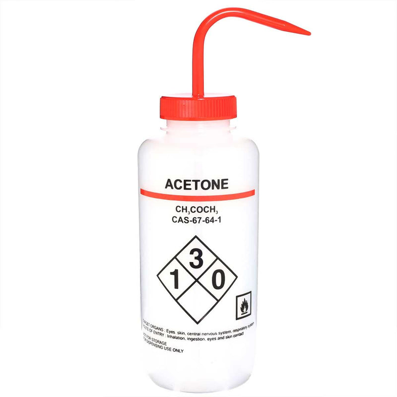 LDPE Bottles Wash Bottles LDPE Premium Labeled Wash Bottles - Acetone 1000ml
