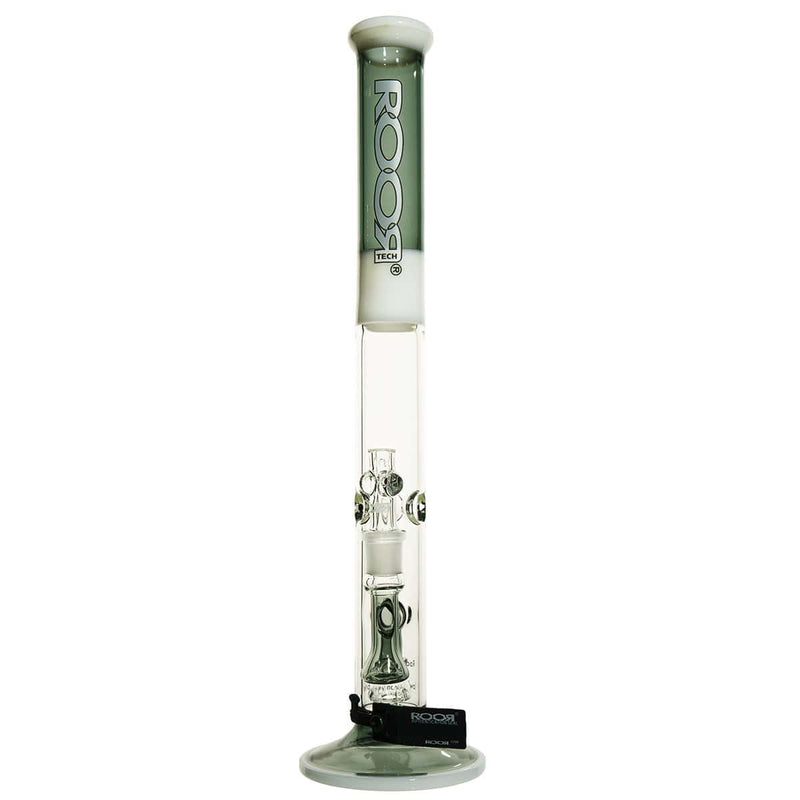 Roor Glass Bong ROOR Tech 18" 45mm x 5mm Fixed Straight - Smokey Grey & White Color