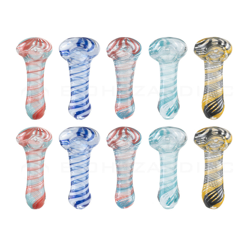 Candy Cane Hand Pipe | 3"- Glass - 10 Count - wholesale smoking accessories