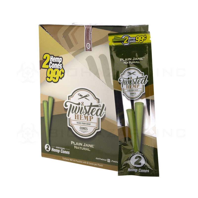 Twisted Hemp™ | Wholesale Pre-Rolled Hemp Cones | 110mm - Various Flavors - 10 Count Pre-Rolled Cones Twisted Hemp Plain Jane  