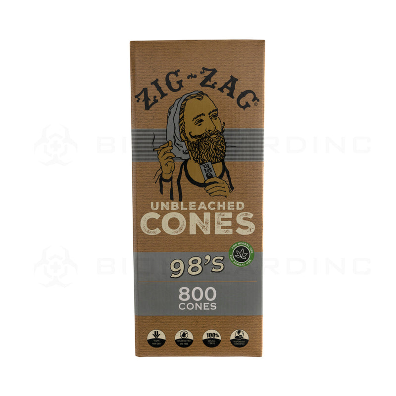 Zig-Zag® | 98's Pre-Rolled Cones | 98mm - Unbleached Brown - 800 Count Pre-Rolled Cones Zig Zag   