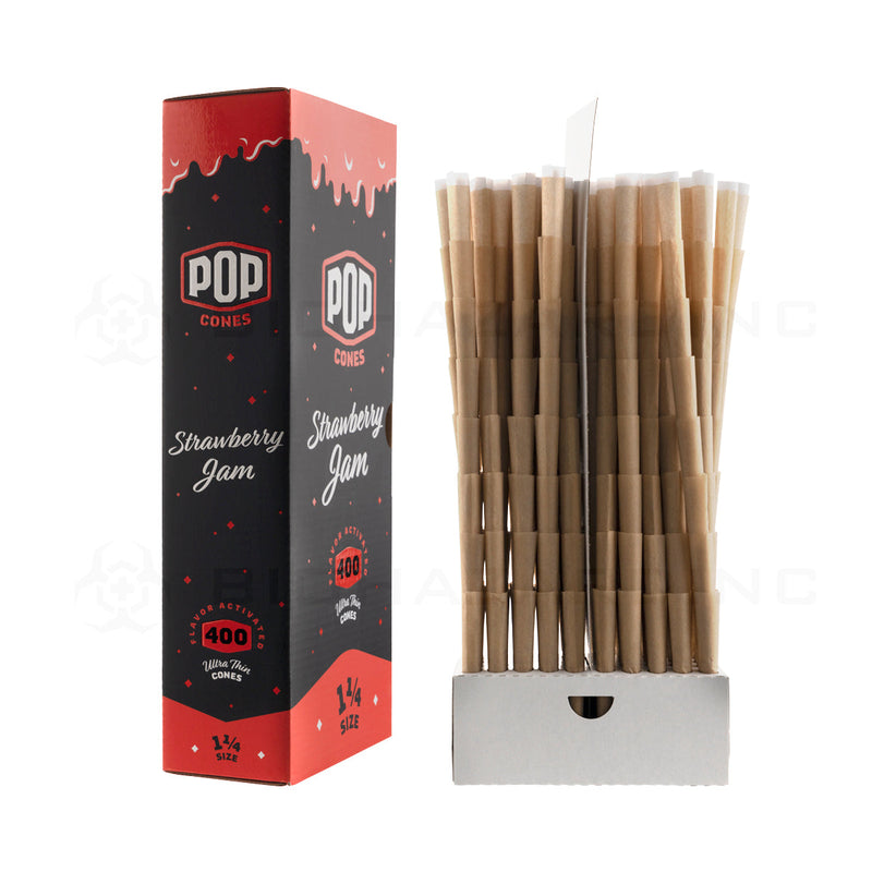 Pop Cones | Pre-Rolled Cones 1¼ Size | 84mm - Strawberry Jam - 400 Count Pre-Rolled Cones Biohazard Inc   