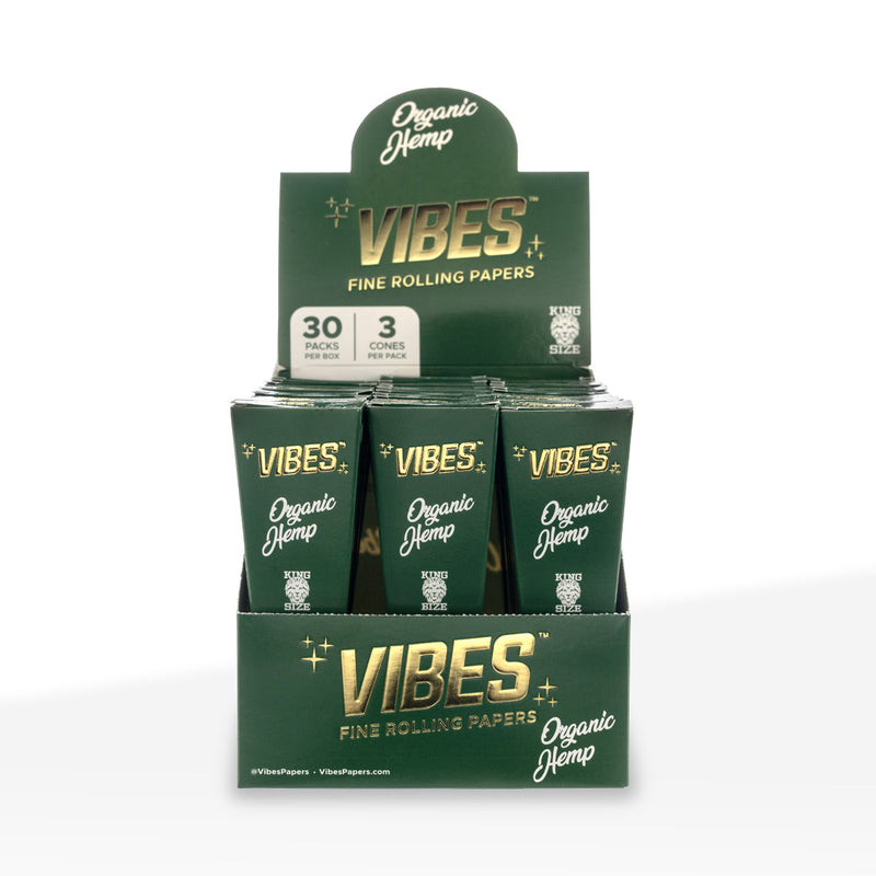 Vibes® | Wholesale Pre-Rolled Cones King Size | 110mm - Organic Hemp - Various Counts Pre-Rolled Cones Vibes   