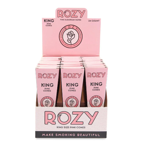 Rozy Pink | Pre-Rolled Cones King Size 3-Pack | 109mm - Pink - 24 Count Pre-Rolled Cones Rozy   