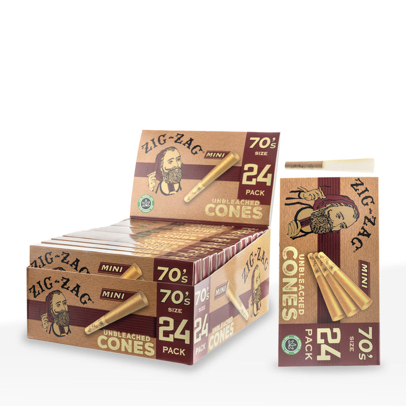 Zig Zag®| Pre-Rolled Cones Mini's| 70MM - 12 Count - Various Styles Pre-Rolled Cones Zig Zag Unbleached Cones  