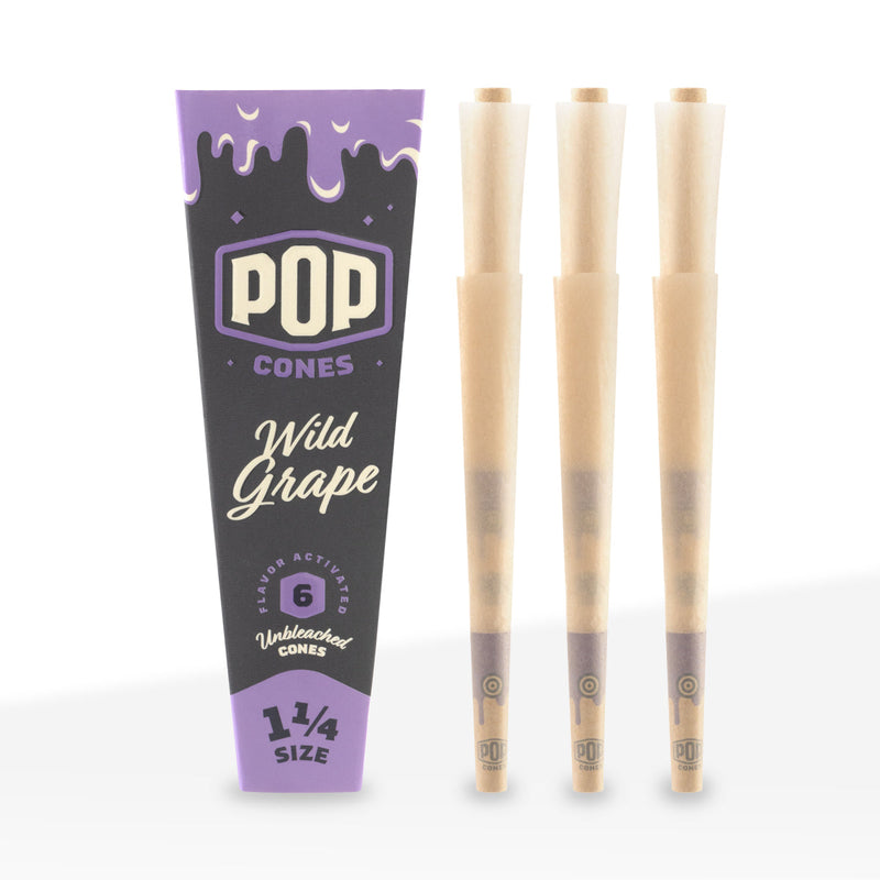 Pop Cones | Pre-Rolled Cones 1¼ Size | 84mm - Assorted Flavors - 6 Pack 25 Count - Unbleached Paper