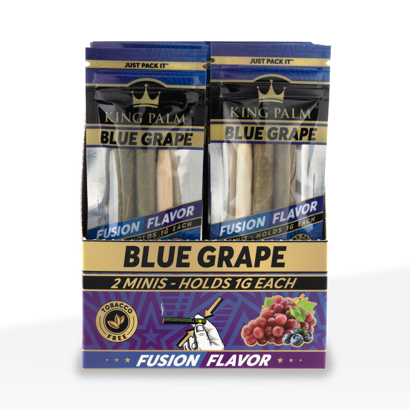 King Palm™ | 'Retail Display' Natural Leaf Minies Blunt Wraps | Blue Grape - 20 Count