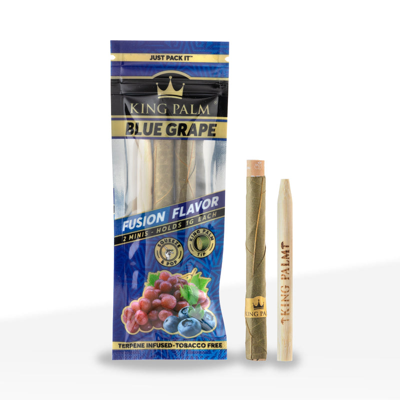 King Palm™ | 'Retail Display' Natural Leaf Minies Blunt Wraps | Blue Grape - 20 Count