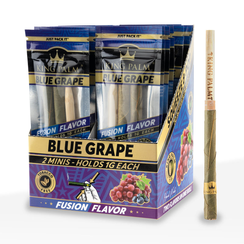 King Palm™ | 'Retail Display' Natural Leaf Minies Blunt Wraps | Blue Grape - 20 Count