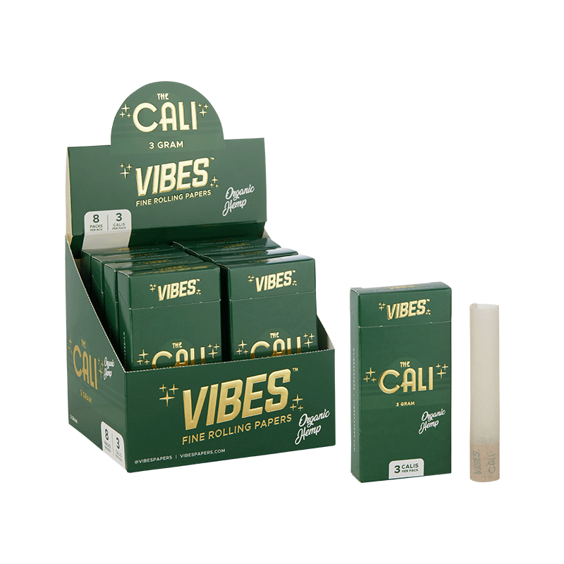 VIBES® | The CALI 3 Gram Pre-Rolled Cones | 110mm - Organic Hemp - 8 Count Pre-Rolled Cones Vibes   