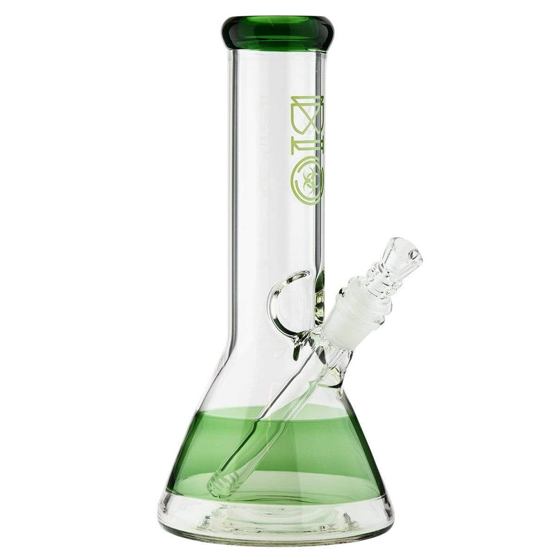 Bio Glass Glass Bong 10" BIO Beaker Water Pipe - Green Stripe