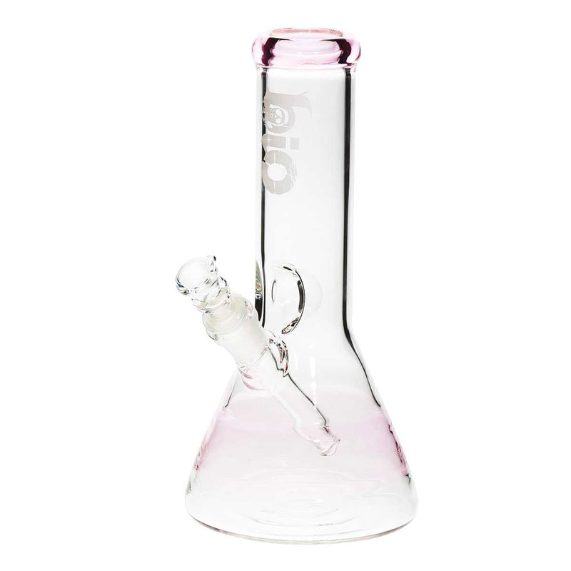 Bio Glass Glass Bong 10" BIO Beaker Water Pipe - Pink Stripe