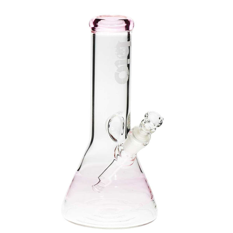 Bio Glass Glass Bong 10" BIO Beaker Water Pipe - Pink Stripe