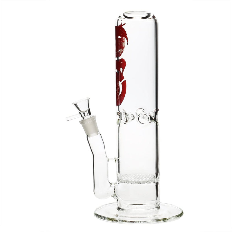 Bio Glass Glass Bong 12" BIO 65mm Honeycomb Water Pipe - Red Logo