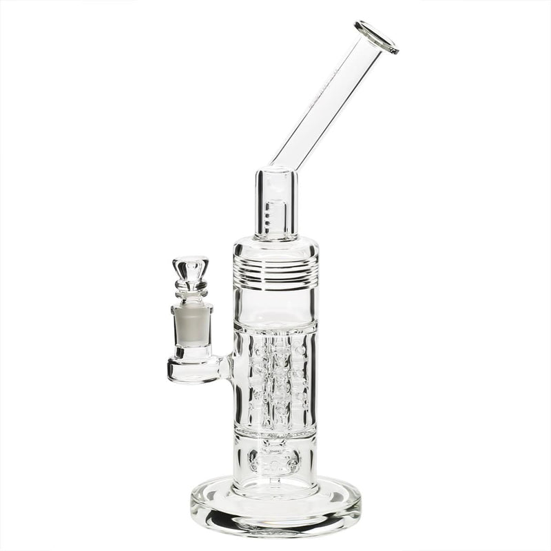 Bio Glass Glass Bong 12" BIO Bubbler Circ / Quad Pillar - Silver Logo