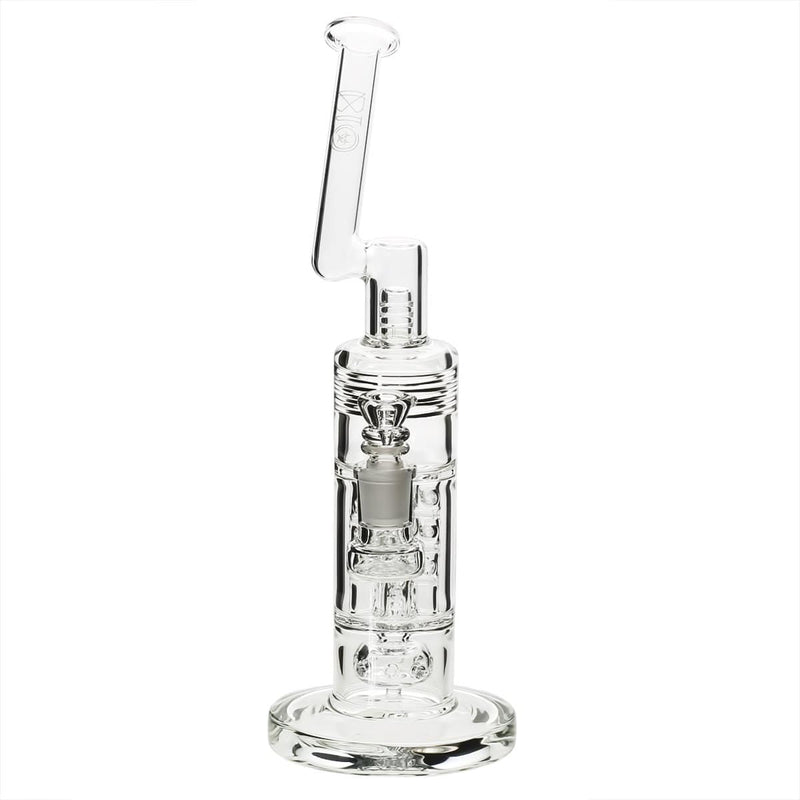 Bio Glass Glass Bong 12" BIO Bubbler Circ / Quad Pillar - Silver Logo