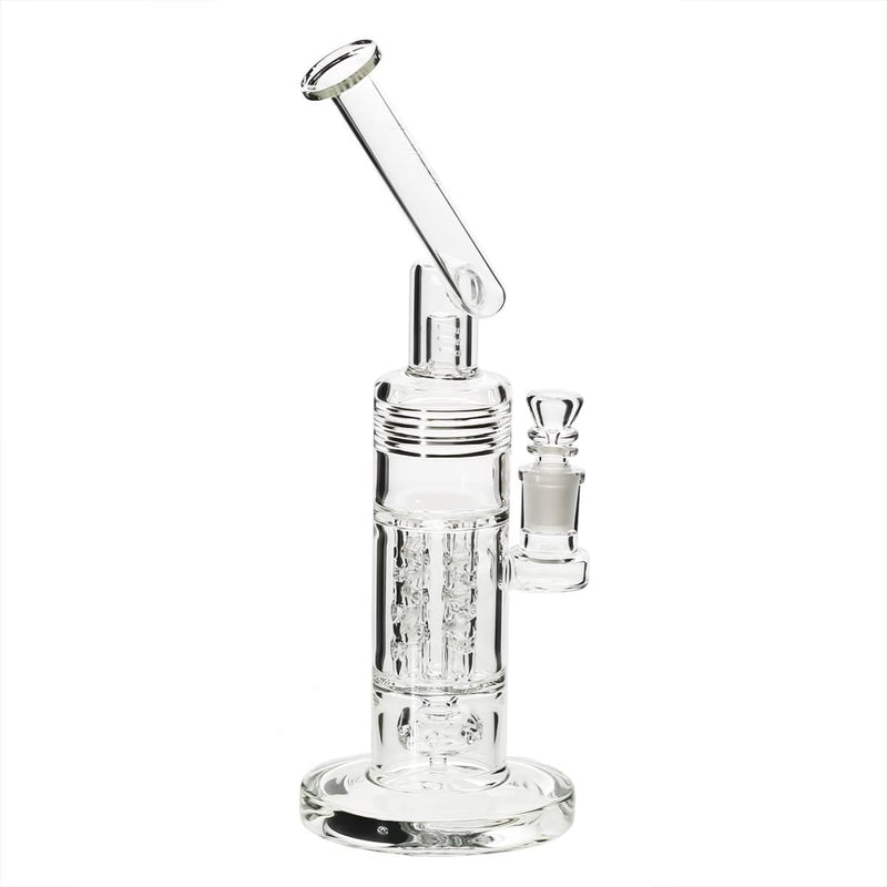 Bio Glass Glass Bong 12" BIO Bubbler Circ / Quad Pillar - Silver Logo