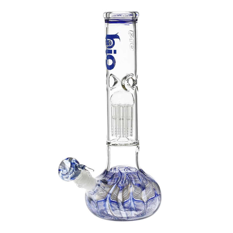 Bio Glass Glass Bong 12" BIO Flat Bubble Water Pipe - Blue Rake