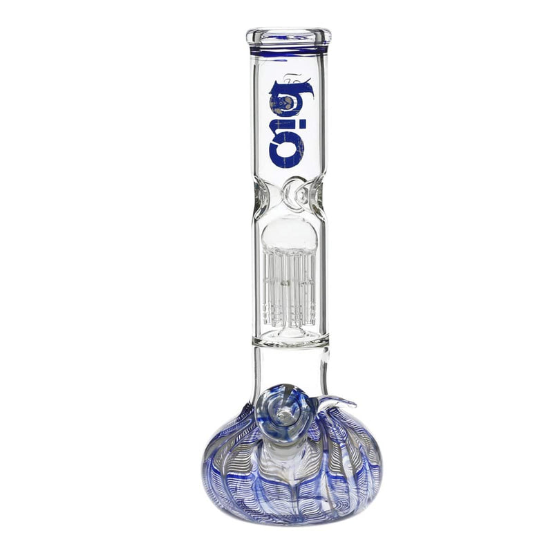 Bio Glass Glass Bong 12" BIO Flat Bubble Water Pipe - Blue Rake