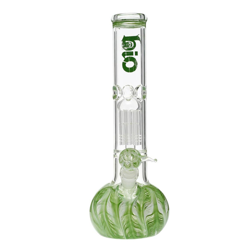 Bio Glass Glass Bong 12" BIO Flat Bubble Water Pipe - Green Rake