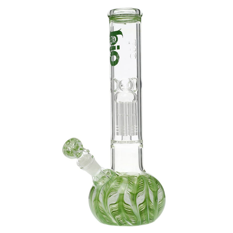 Bio Glass Glass Bong 12" BIO Flat Bubble Water Pipe - Green Rake