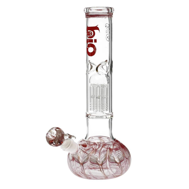 Bio Glass Glass Bong 12" BIO Flat Bubble Water Pipe - Red Rake