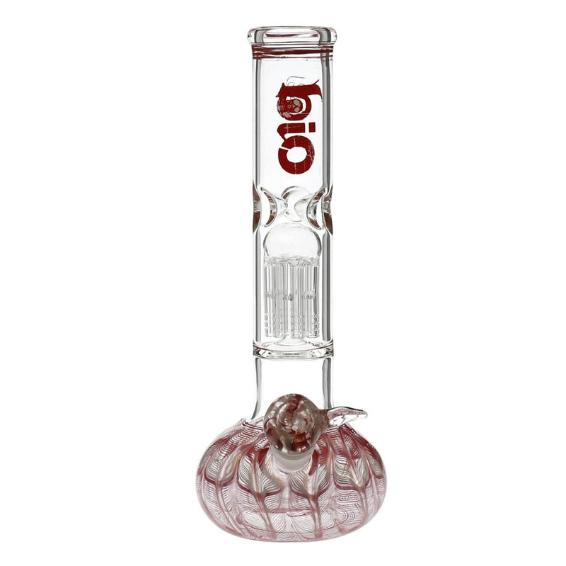 Bio Glass Glass Bong 12" BIO Flat Bubble Water Pipe - Red Rake