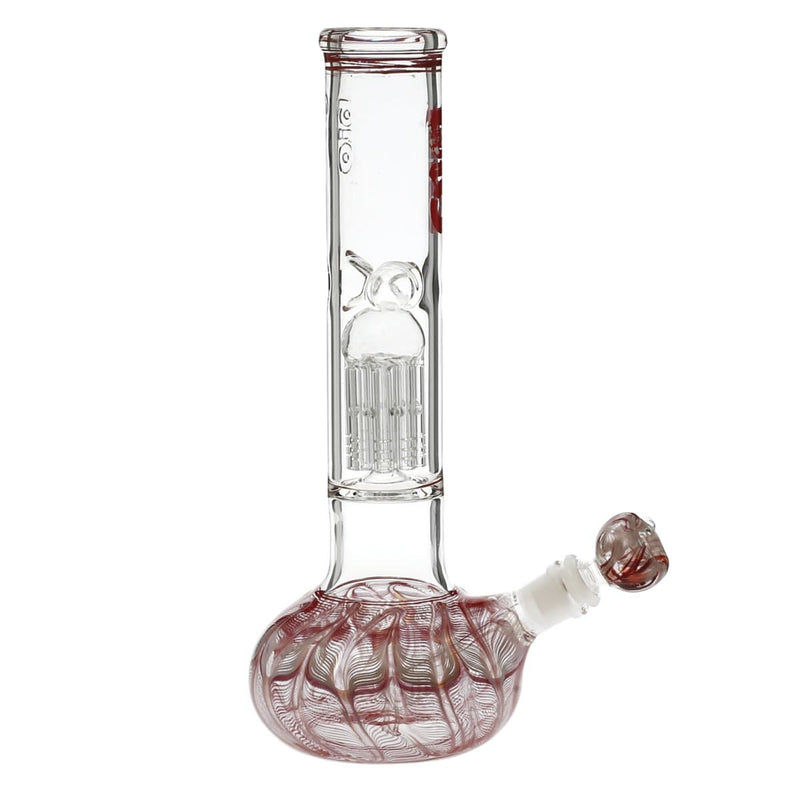 Bio Glass Glass Bong 12" BIO Flat Bubble Water Pipe - Red Rake