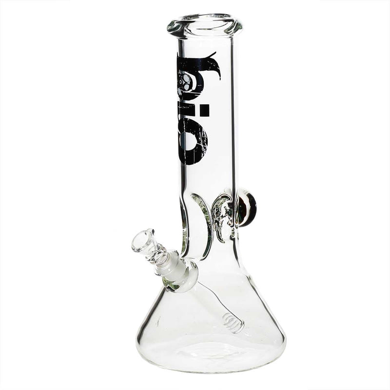 Bio Glass Glass Bong 12" BIO Marble Beaker Water Pipe - Clear With Black Logo