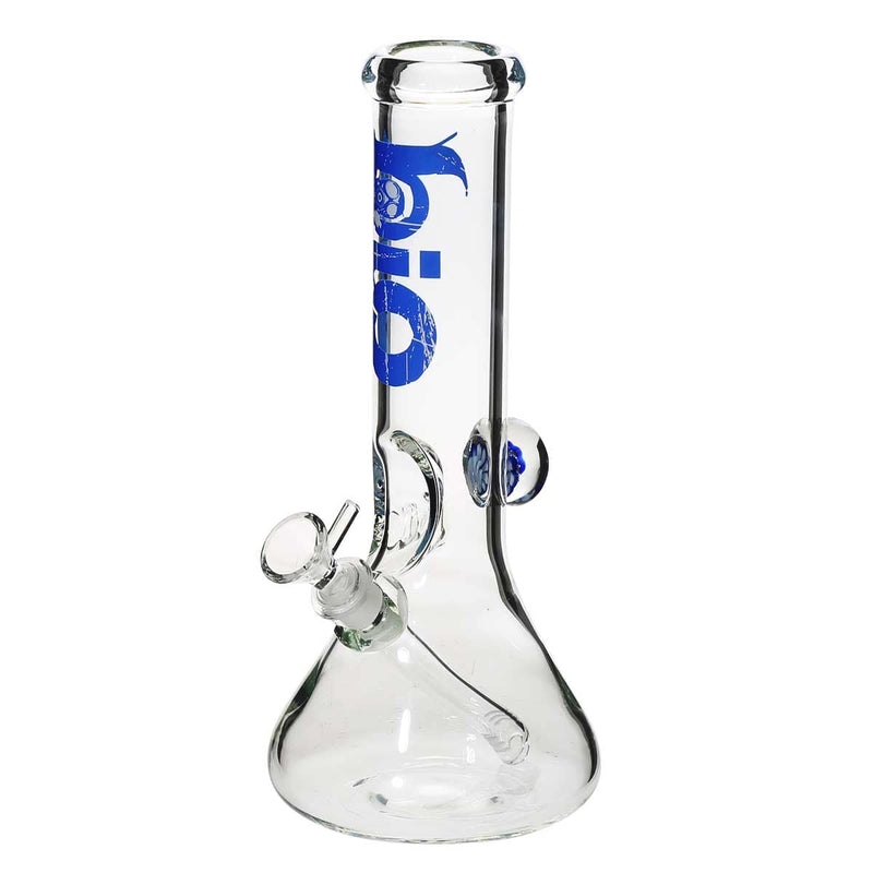 Bio Glass Glass Bong 12" BIO Marble Beaker Water Pipe - Clear With Blue Logo