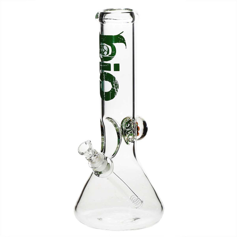 Bio Glass Glass Bong 12" BIO Marble Beaker Water Pipe - Clear With Green Logo