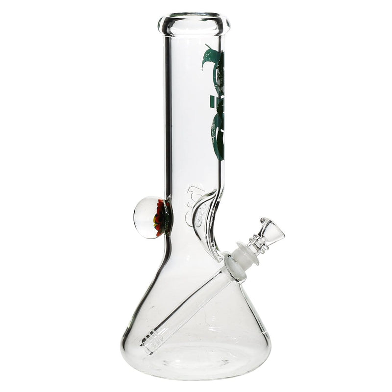 Bio Glass Glass Bong 12" BIO Marble Beaker Water Pipe - Clear With Green Logo