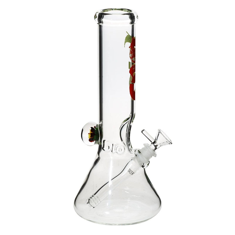 Bio Glass Glass Bong 12" BIO Marble Beaker Water Pipe - Clear With Rasta Logo