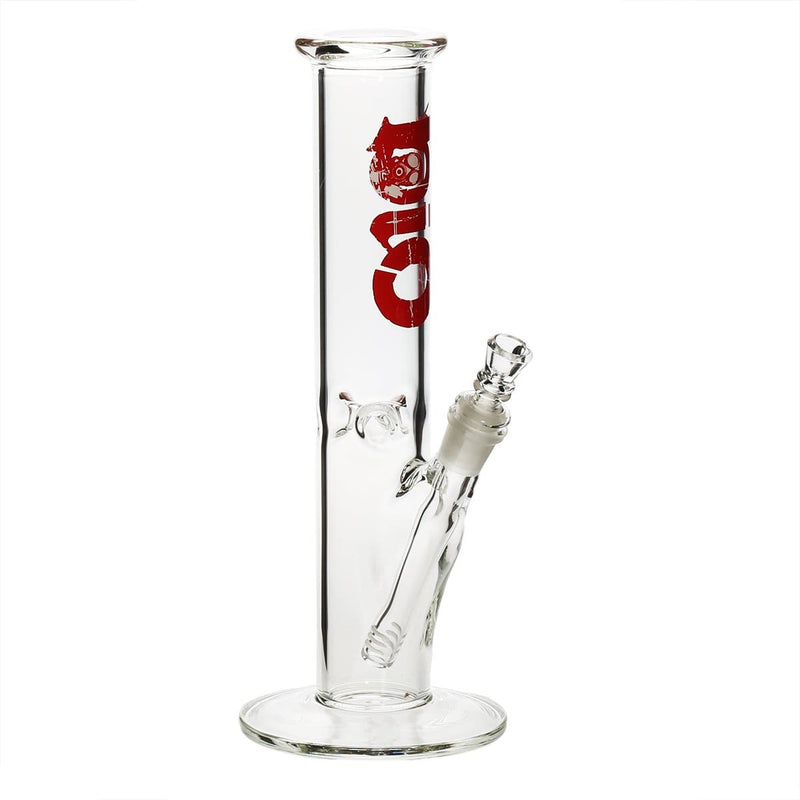 Bio Glass Glass Bong 12" BIO Straight Water Pipe - Red Logo