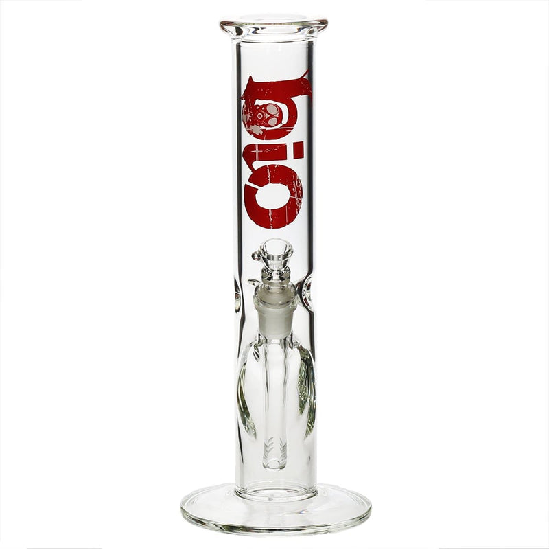 Bio Glass Glass Bong 12" BIO Straight Water Pipe - Red Logo