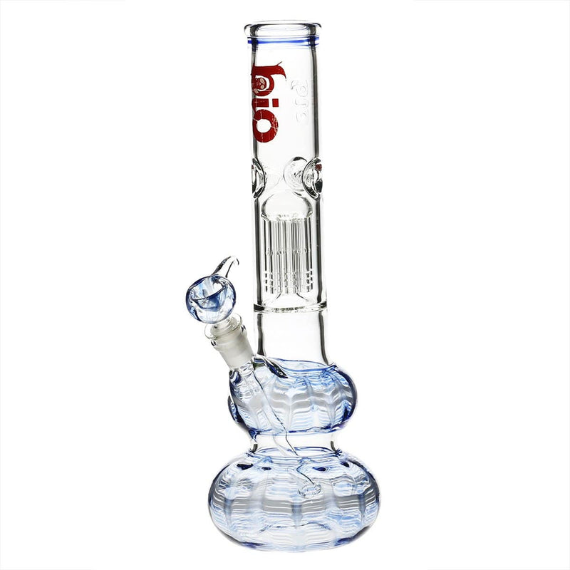 Bio Glass Glass Bong 14" BIO Double Bubble Water Pipe - Blue Rake