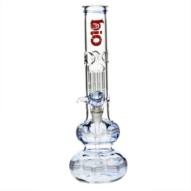 Bio Glass Glass Bong 14" BIO Double Bubble Water Pipe - Blue Rake