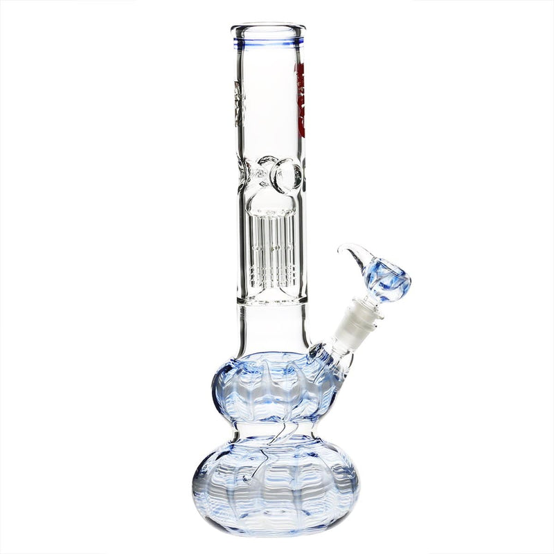 Bio Glass Glass Bong 14" BIO Double Bubble Water Pipe - Blue Rake